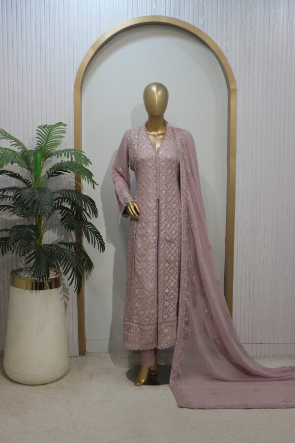 Chiffon long Gown 3pc stitched